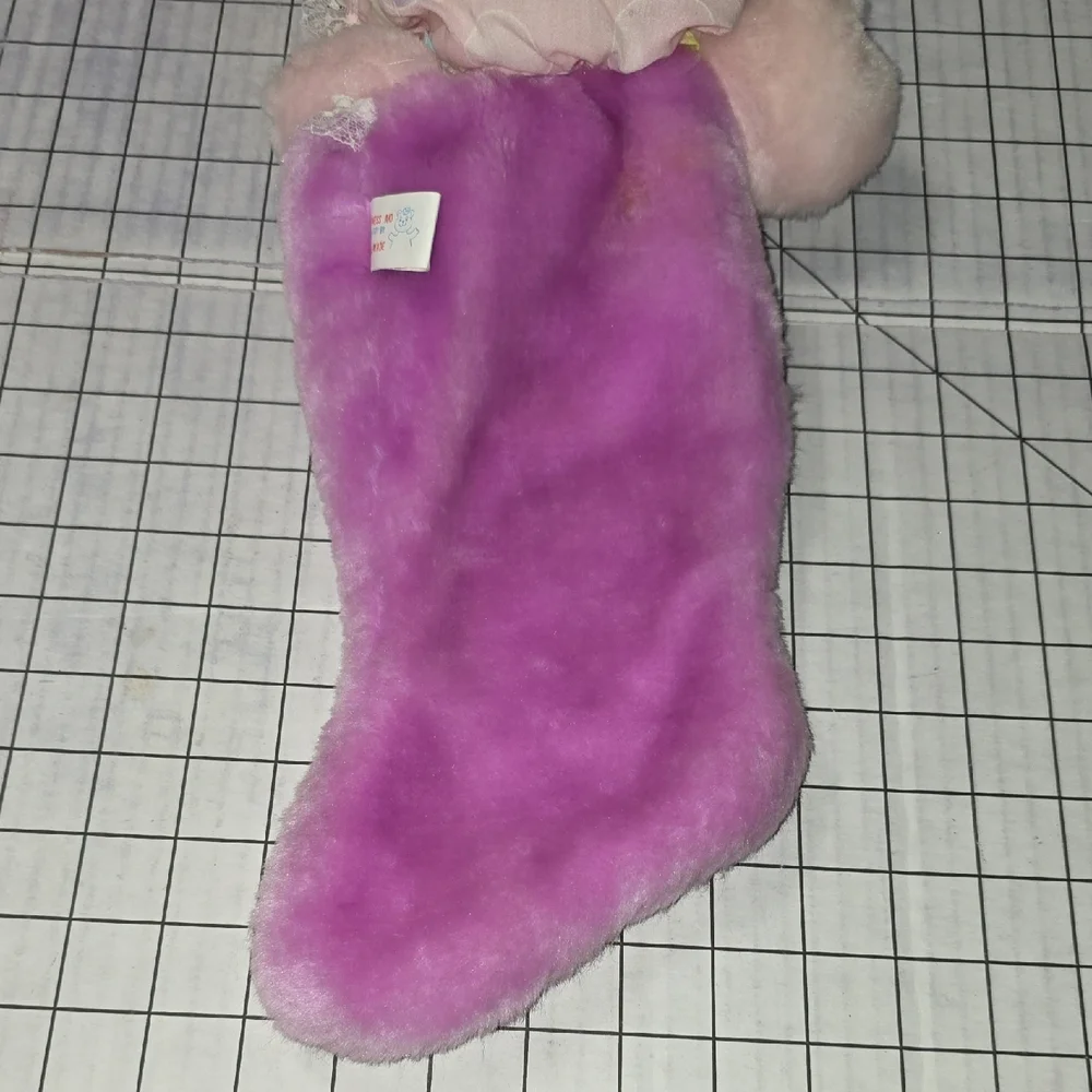 Pink and Purple Bunny Rabbit‎ Plush Stocking, Vintage 1985